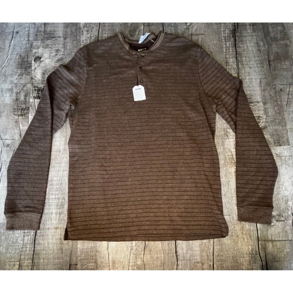 Jos. A. Bank Other - Jos. A. Bank 1905 Mens Brown Textured Stripe Henley Long Sleeve Shirt Medium NWT